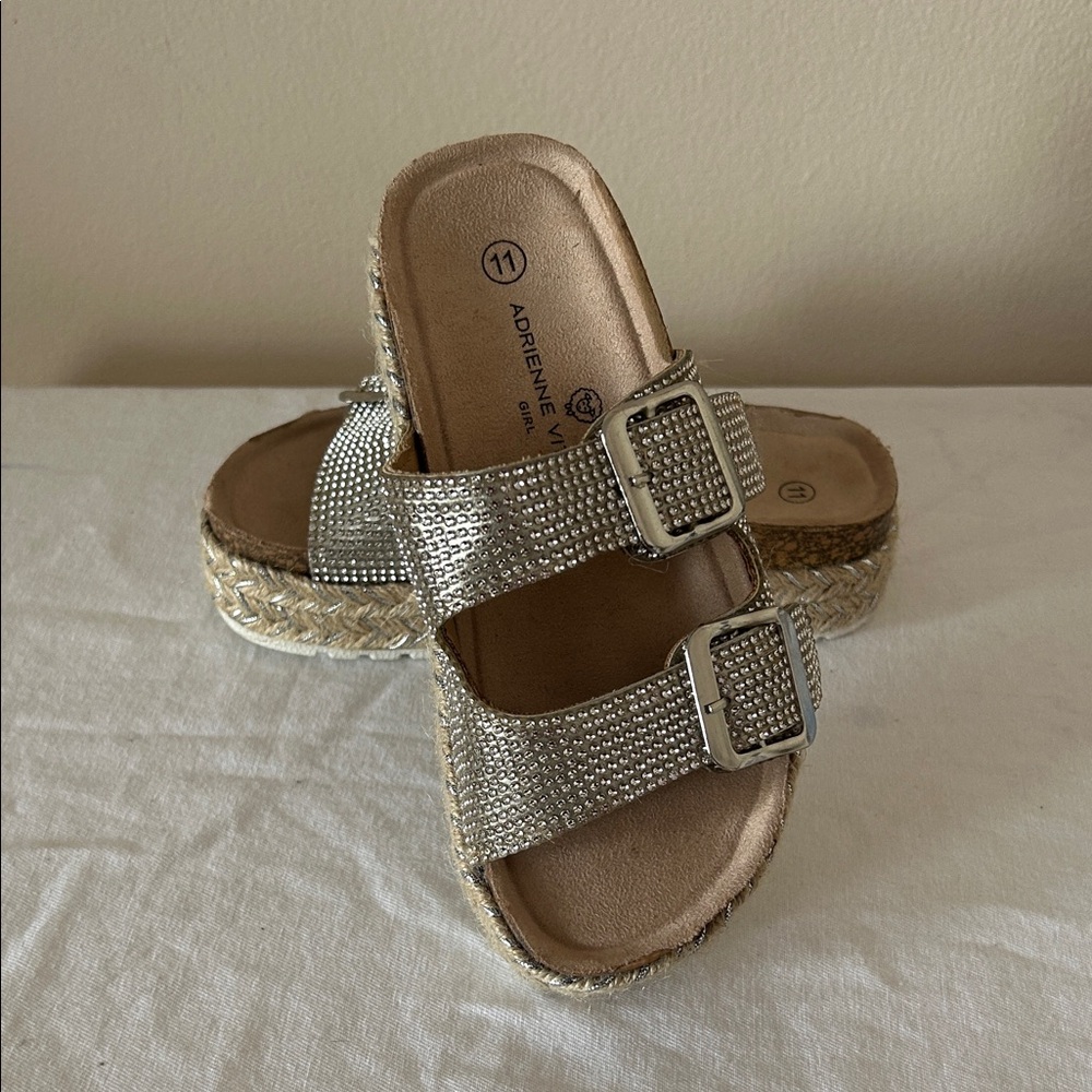 Adrienne Vittadini Silver Buckle Sandals